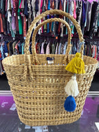 Hattack Woven Beach Tote W/ Fringe