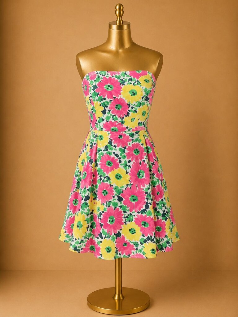 8 Lilly Pulitzer Doodle Bug Daisy Mini Avaline Strapless Floral S/W Shirred
