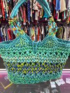 Cappelli Straworld Crocheted Toyo Straw Tote Beaded Handles