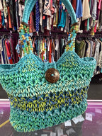 Cappelli Straworld Crocheted Toyo Straw Tote Beaded Handles