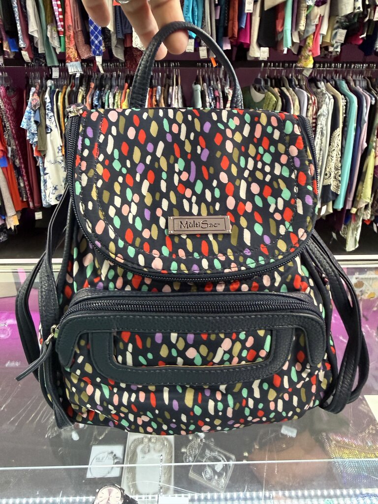 Multi Sac Nylon Leather Spotted Backpack