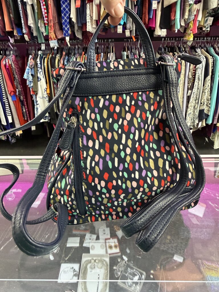 Multi Sac Nylon Leather Spotted Backpack