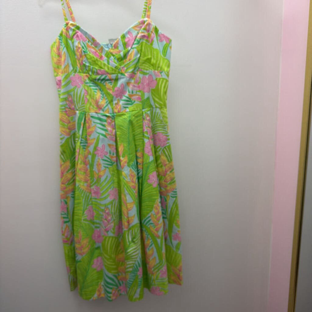 10 Lilly Pulitzer VTG Dress Size 2 Botanical Garden Billie Tropical Palm Sleeveless