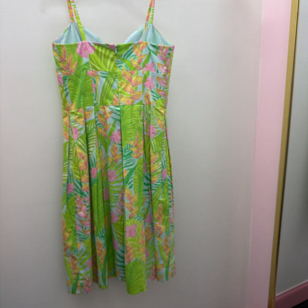 10 Lilly Pulitzer VTG Dress Size 2 Botanical Garden Billie Tropical Palm Sleeveless