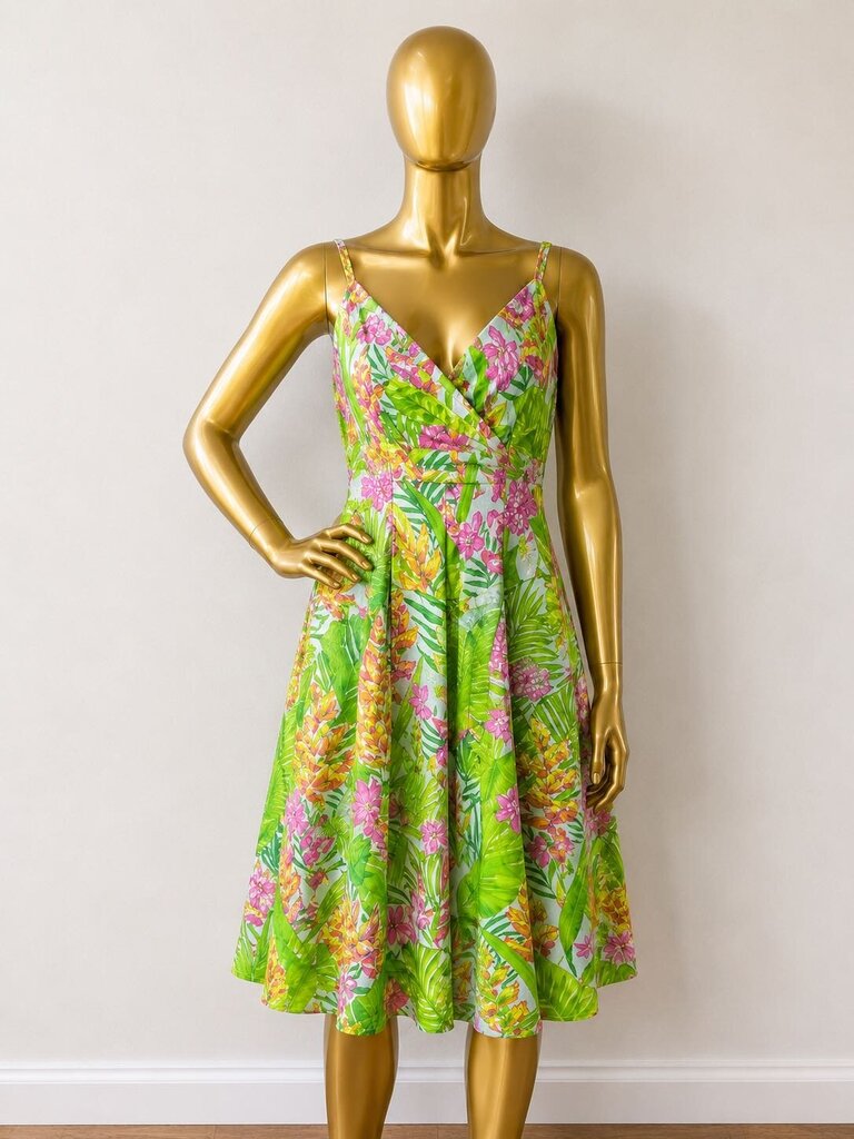 10 Lilly Pulitzer VTG Botanical Garden Billie Tropical Palm Sleeveless Dress