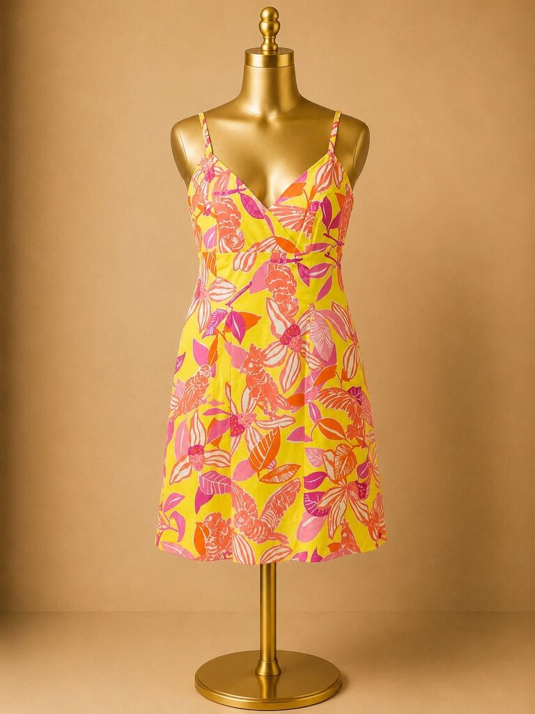 6 Lilly Pulitzer VTG Pacific Wing Parrot Slip Vacation Spring Dress Pink