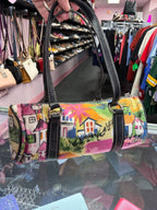 Pink Label The Sak Beach City Scene Multicolor Purse Tote Duffle w/ Black Strap
