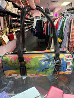 Pink Label The Sak Beach City Scene Multicolor Purse Tote Duffle w/ Black Strap