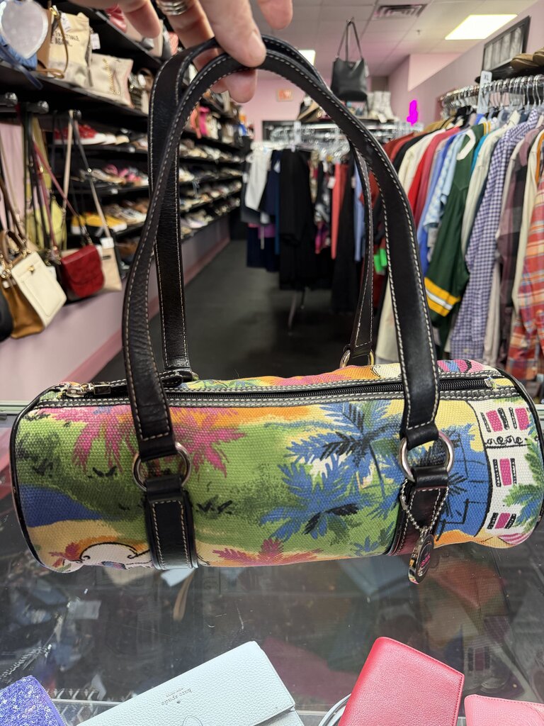 Pink Label The Sak Beach City Scene Multicolor Purse Tote Duffle w/ Black Strap