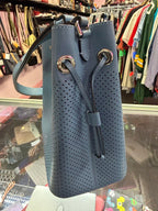 Kate Spade Marti Blue Leather Perforated Large Bucket Shoulder Bag