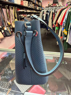 Kate Spade Marti Blue Leather Perforated Large Bucket Shoulder Bag