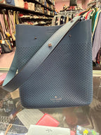 Kate Spade Marti Blue Leather Perforated Large Bucket Shoulder Bag