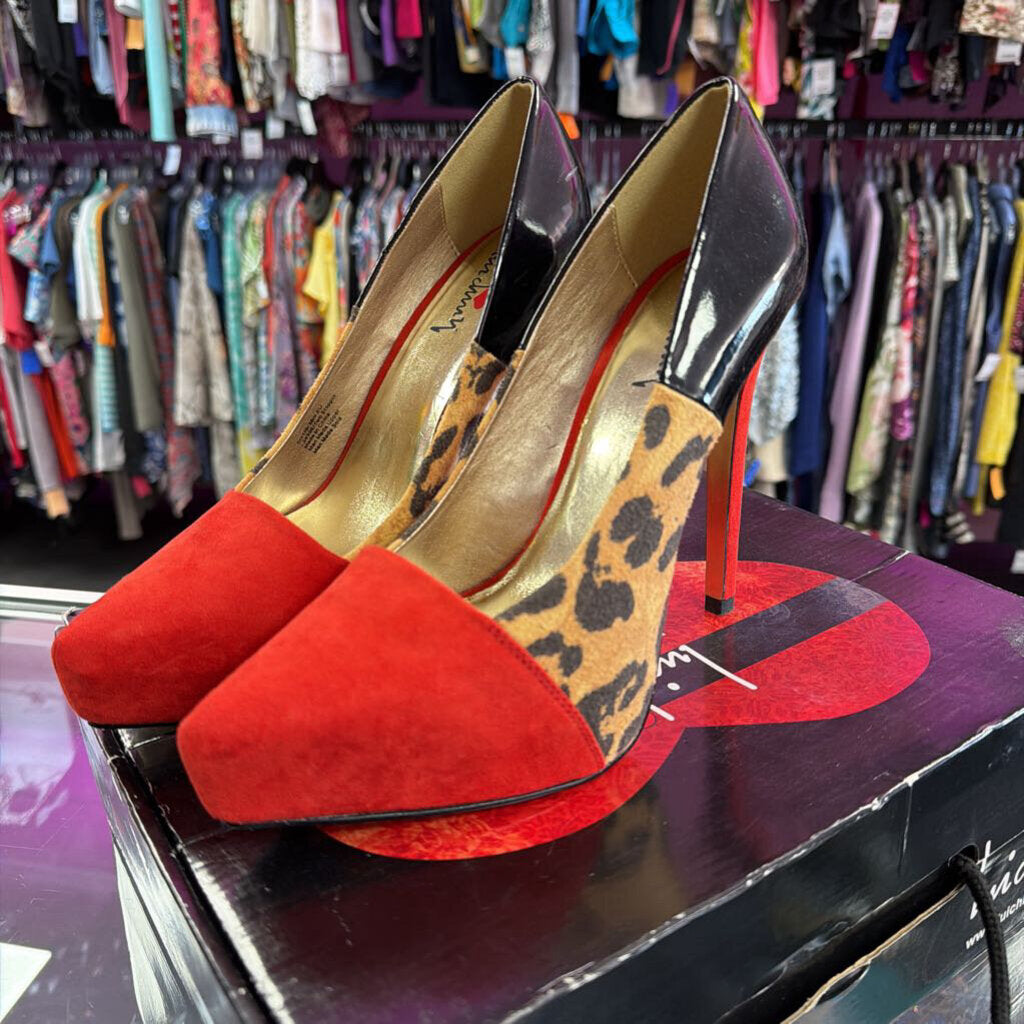 8 Lunchiny Platform Patent Velvet Animal Print