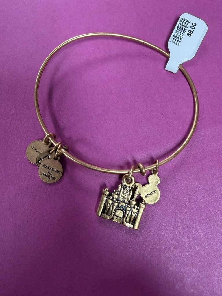 Disney Park Gold Tone Cinderella Castle Bangle Bracelet