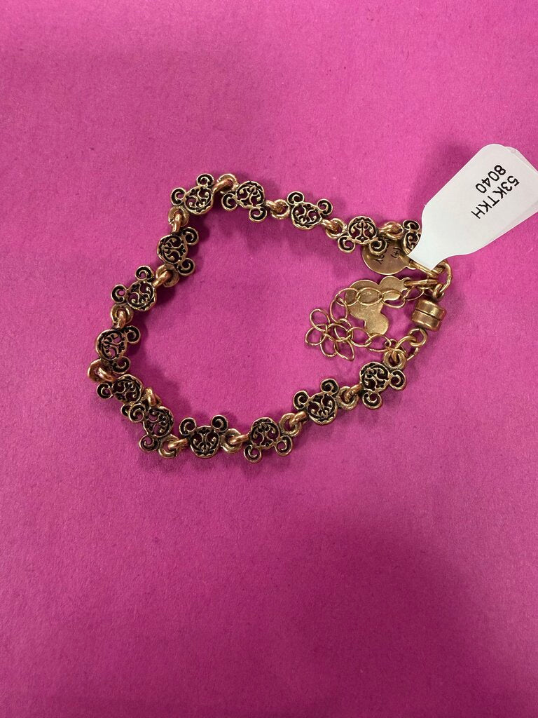 Disney Mickey Mouse Filigree Beaded Wrap Bracelet in Antiqued Rafaelian Gold