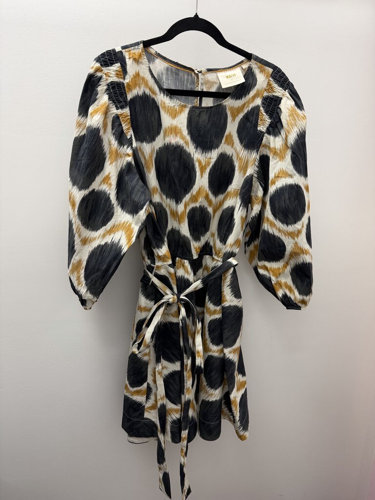 XL Maeve L/S Puffy Destin Mini Spotted Shirred Shoulder Dress