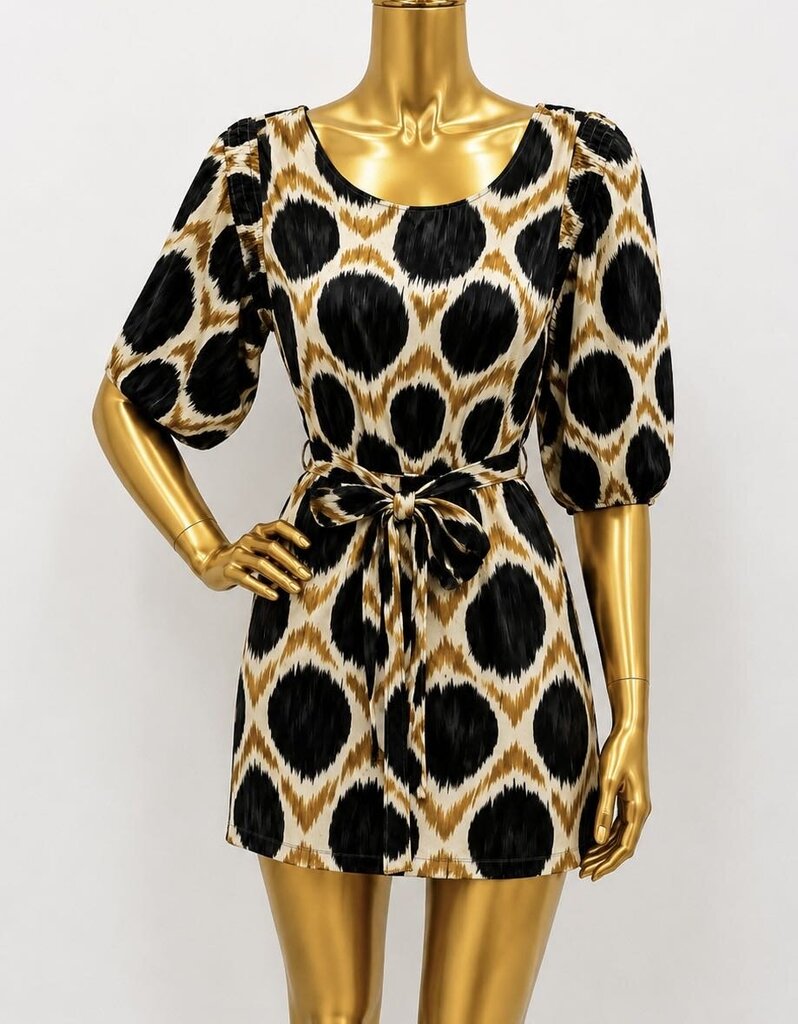 XL Maeve L/S Puffy Destin Mini Spotted Shirred Shoulder Dress