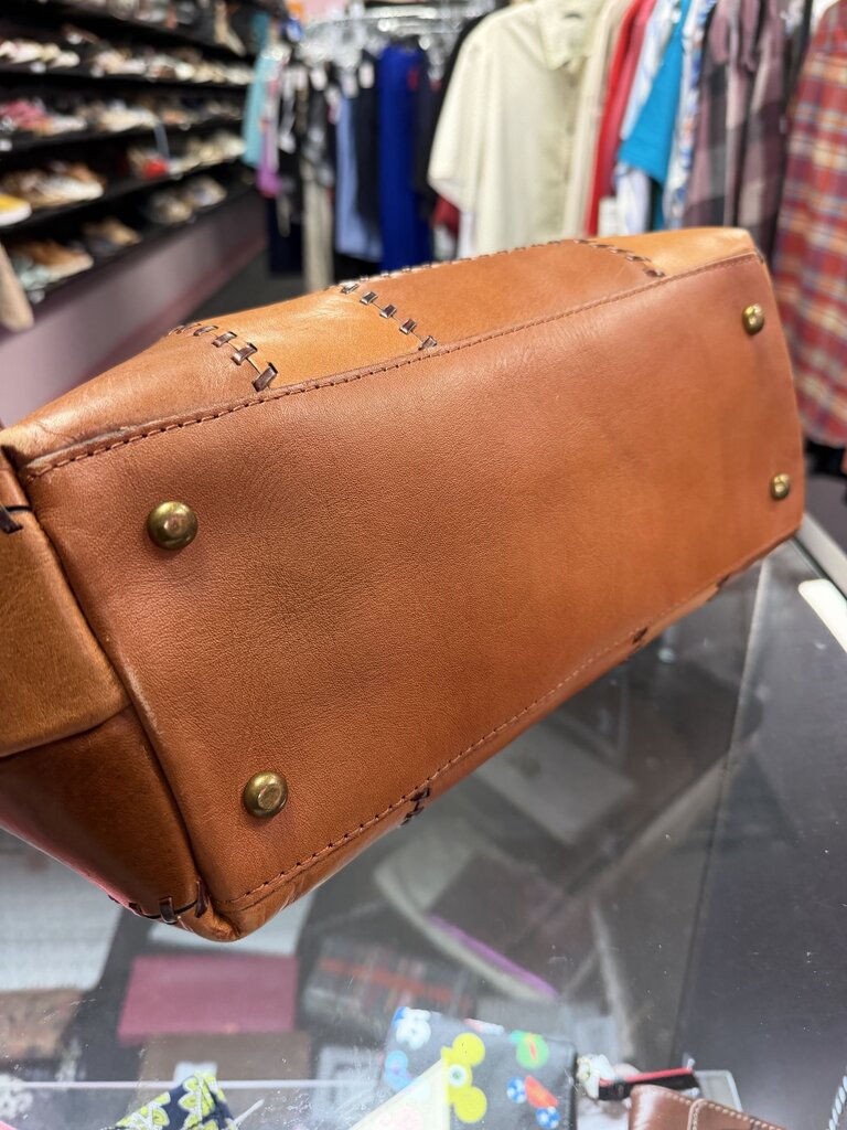 Patricia Nash Leather Whipstitch Patchwork Tote