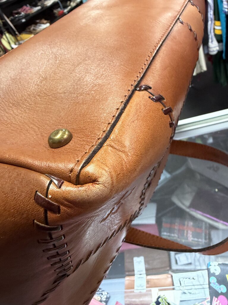Patricia Nash Leather Whipstitch Patchwork Tote