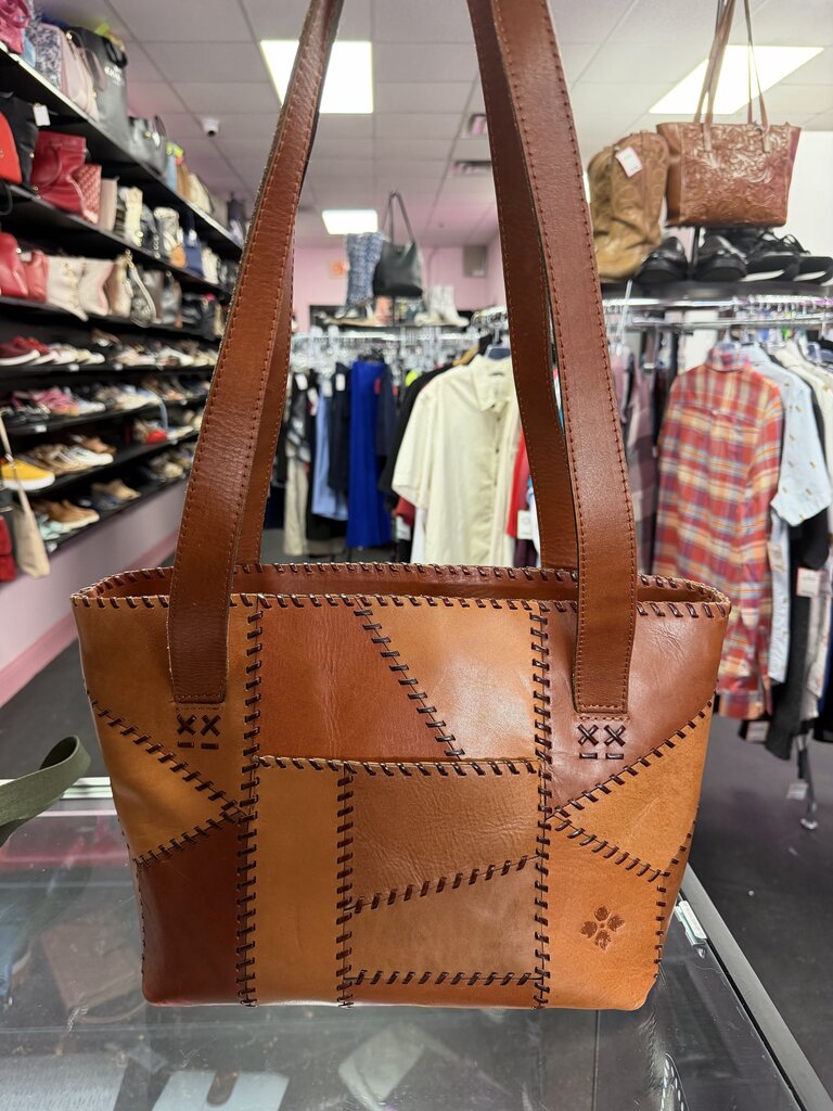 Patricia Nash Leather Whipstitch Patchwork Tote