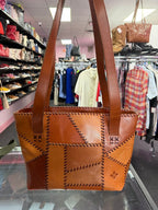 Patricia Nash Leather Whipstitch Patchwork Tote