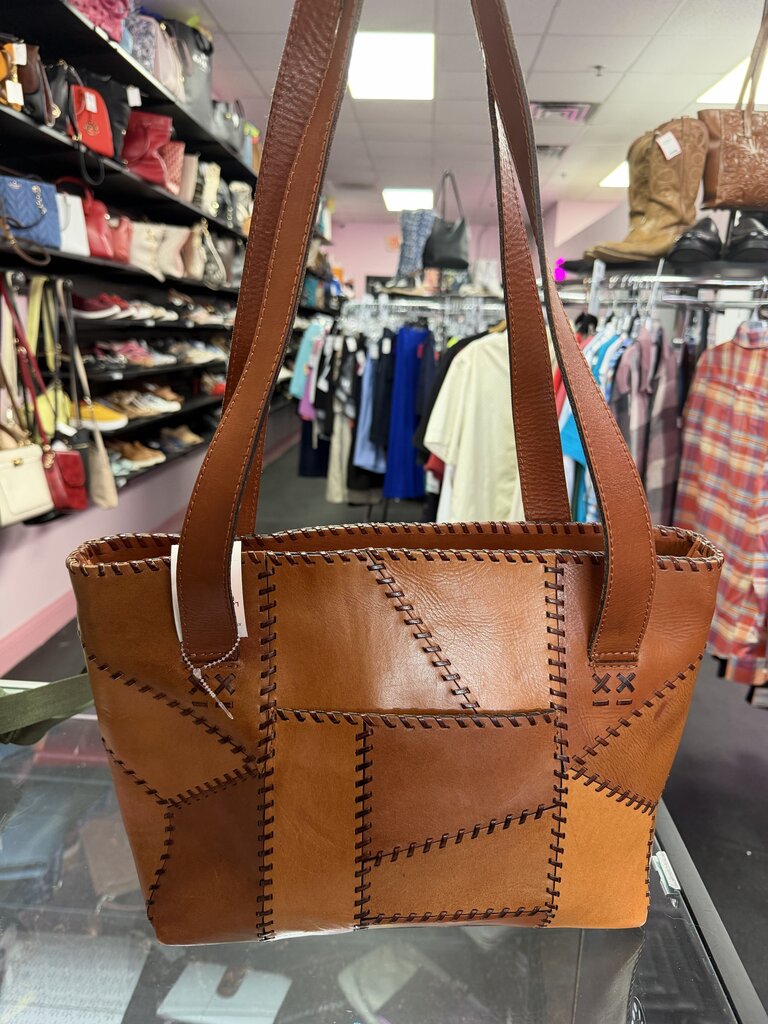 Patricia Nash Leather Whipstitch Patchwork Tote