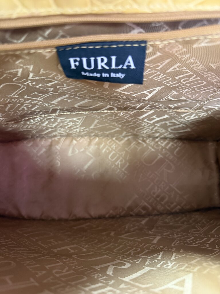 Furla Vintage Crocodile Embossed Leather Tote