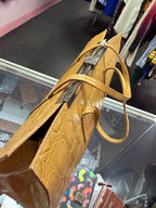 Furla Vintage Crocodile Embossed Leather Tote