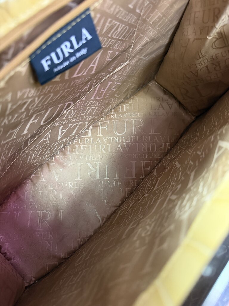 Furla Vintage Crocodile Embossed Leather Tote