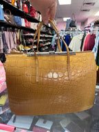 Furla Vintage Crocodile Embossed Leather Tote