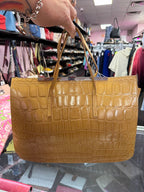Furla Vintage Crocodile Embossed Leather Tote