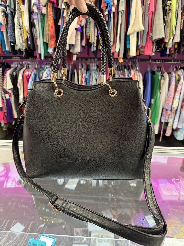 Braided Handle Tassel Satchel