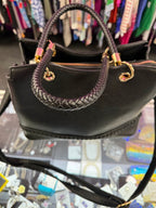 Braided Handle Tassel Satchel