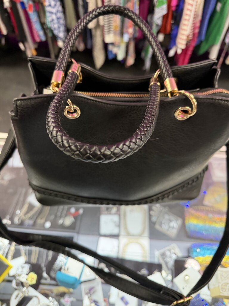 Braided Handle Tassel Satchel