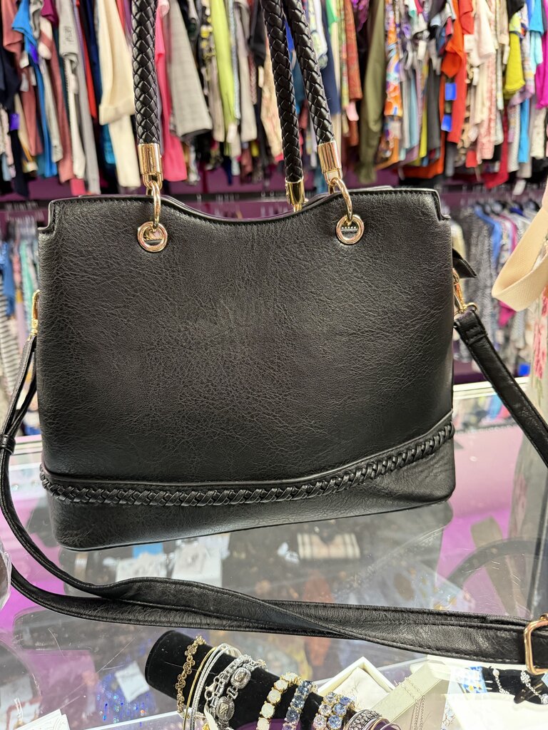 Braided Handle Tassel Satchel