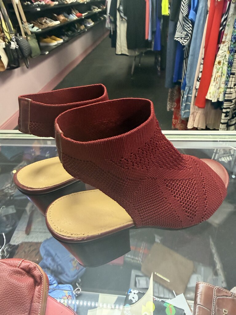 9 Knit Peep-Toe Bootie Block Heel