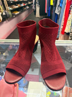 9 Knit Peep-Toe Bootie Block Heel
