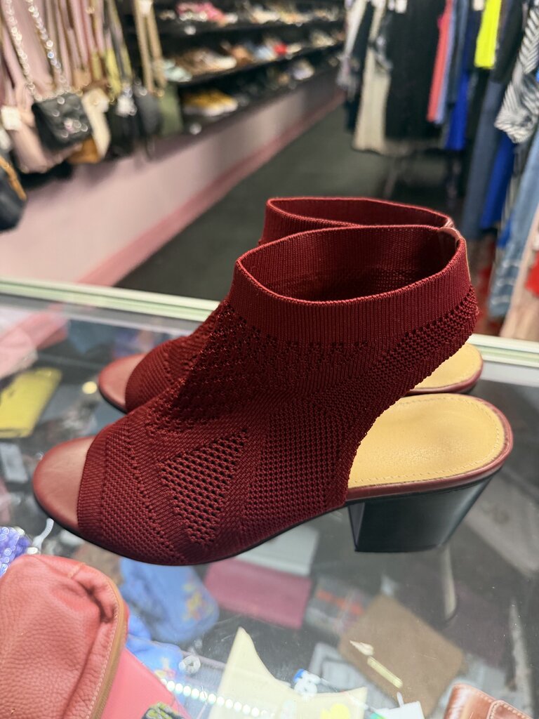 9 Knit Peep-Toe Bootie Block Heel