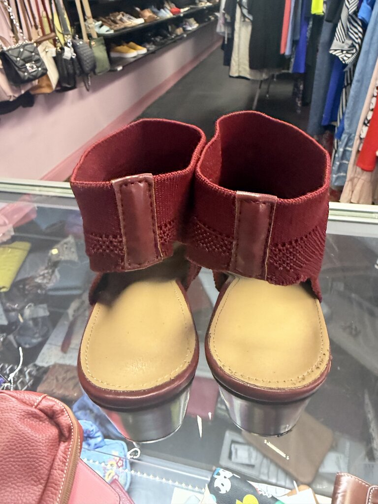 9 Knit Peep-Toe Bootie Block Heel
