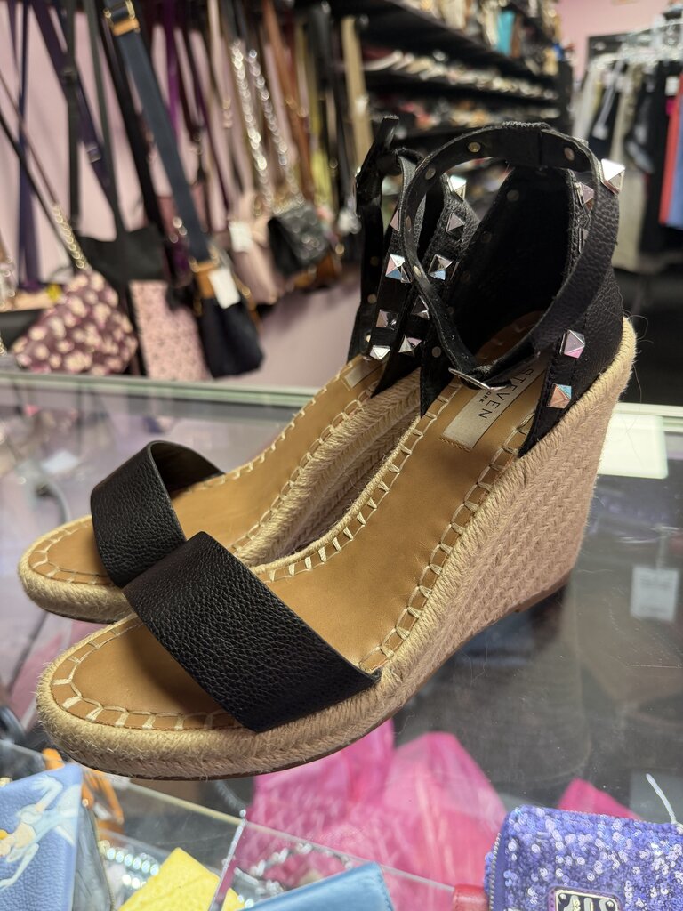 8 Steve Madden Wedge Espadrille Studded Ankle Strap