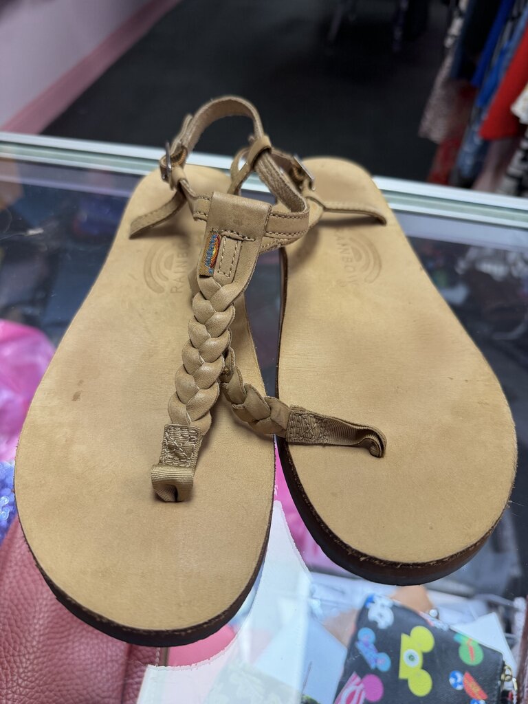 LG/8 Rainbow Braided Flirty Thong Leather Sandals