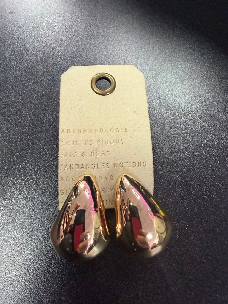 Anthropologie NWT Gold Tear Drop Bauble Post Earring