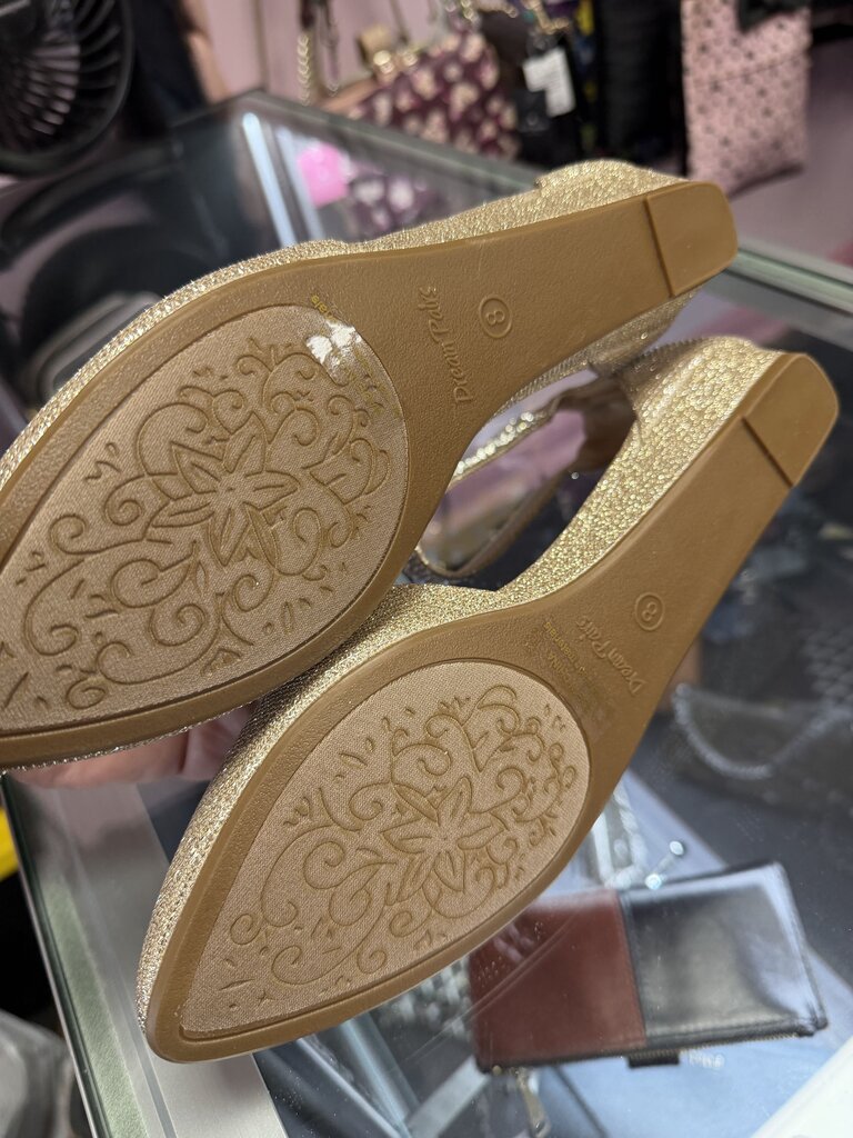 8/39 Dream Pairs Gold Glitter Ankle Strap Flat Dress Shoe