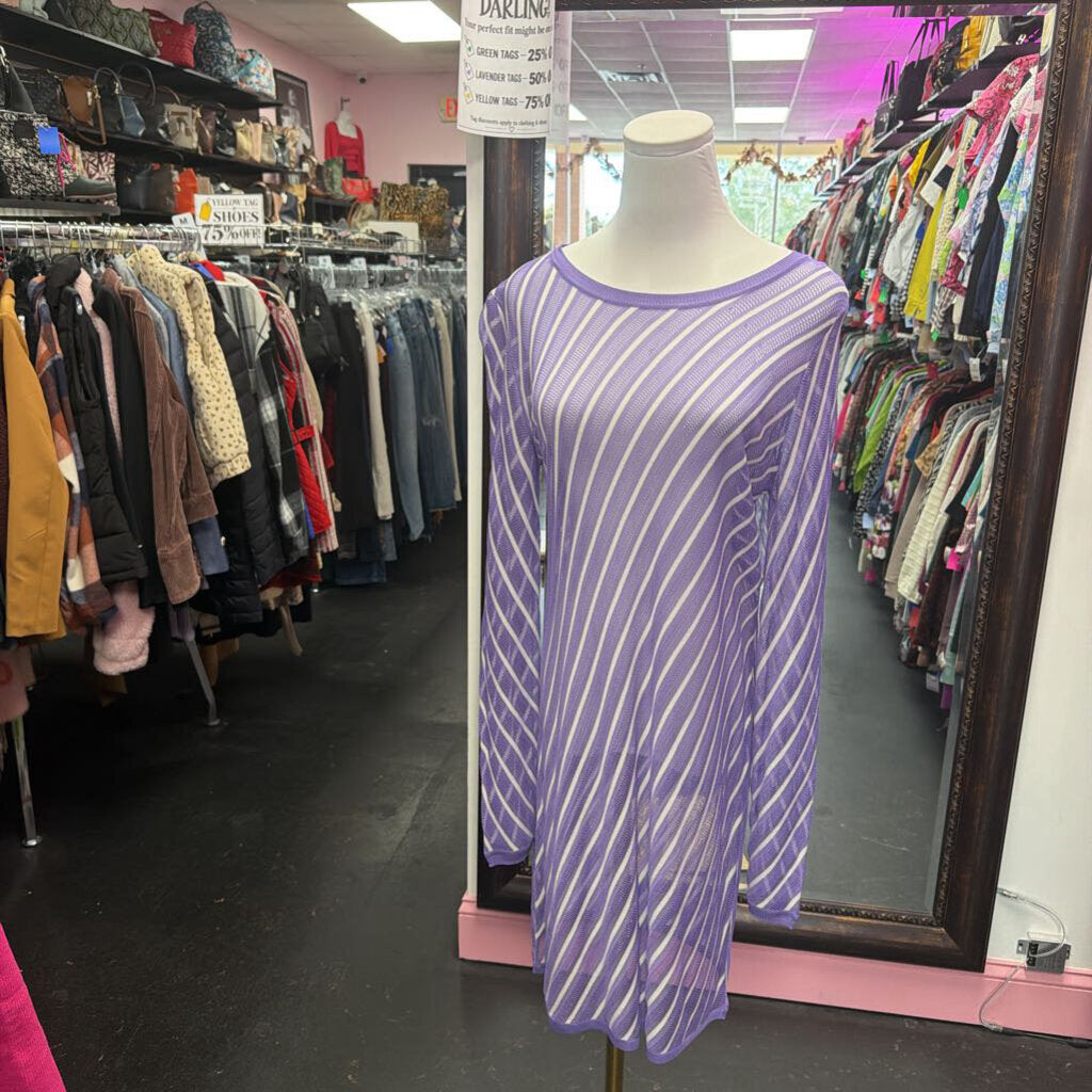 MD DVF L/S Beach Striped Mesh Dress