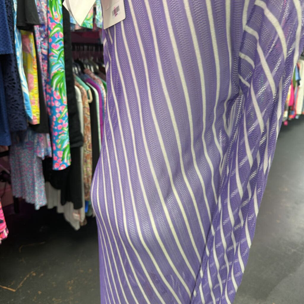MD DVF L/S Beach Striped Mesh Dress