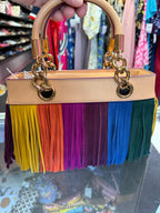 Kurt Geiger Square London Kennington Leather Fringe Rainbow No long Strap
