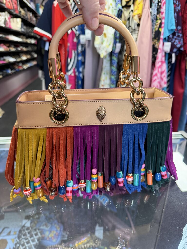 Kurt Geiger Square London Kennington Leather Fringe Rainbow No long Strap