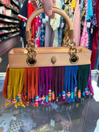 Kurt Geiger Square London Kennington Leather Fringe Rainbow No long Strap