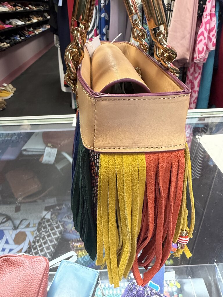 Kurt Geiger Square London Kennington Leather Fringe Rainbow No long Strap