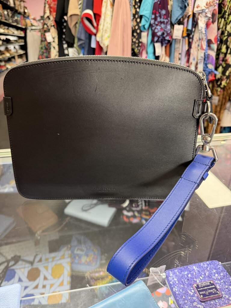 Alfred Dunhill Dunhill Duke Zipped Pouch Blue Wrist Strap